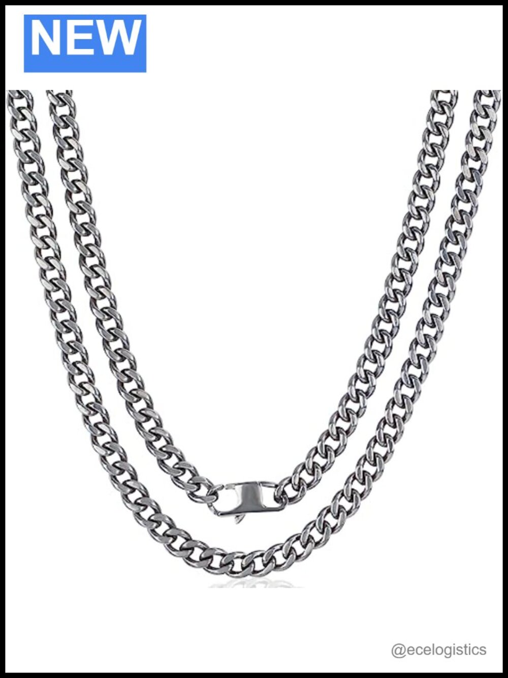 Pure Titanium 5.5mm Cuban Link Chain Necklace 25.6"